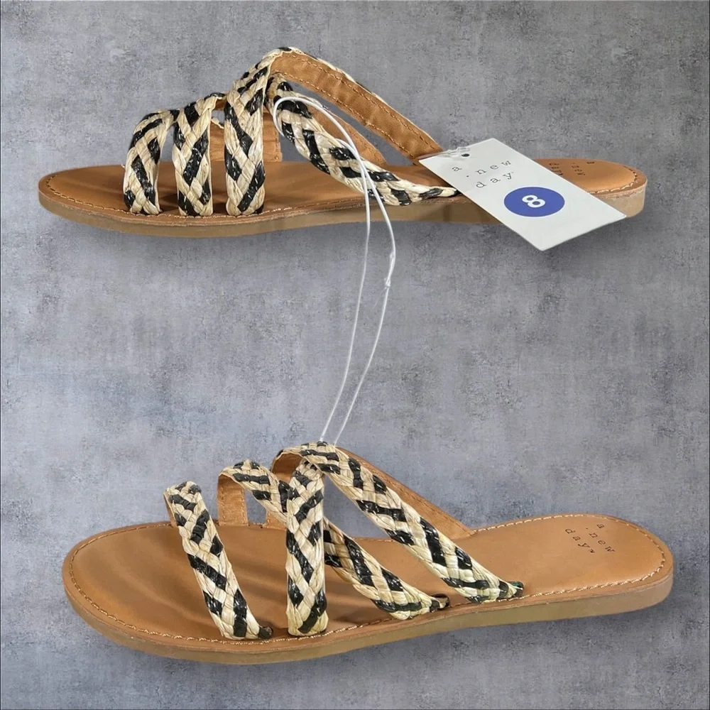 Woven Aesthetic Strappy Slip On Flats Slides Lalli Sandals Beachy Vacay